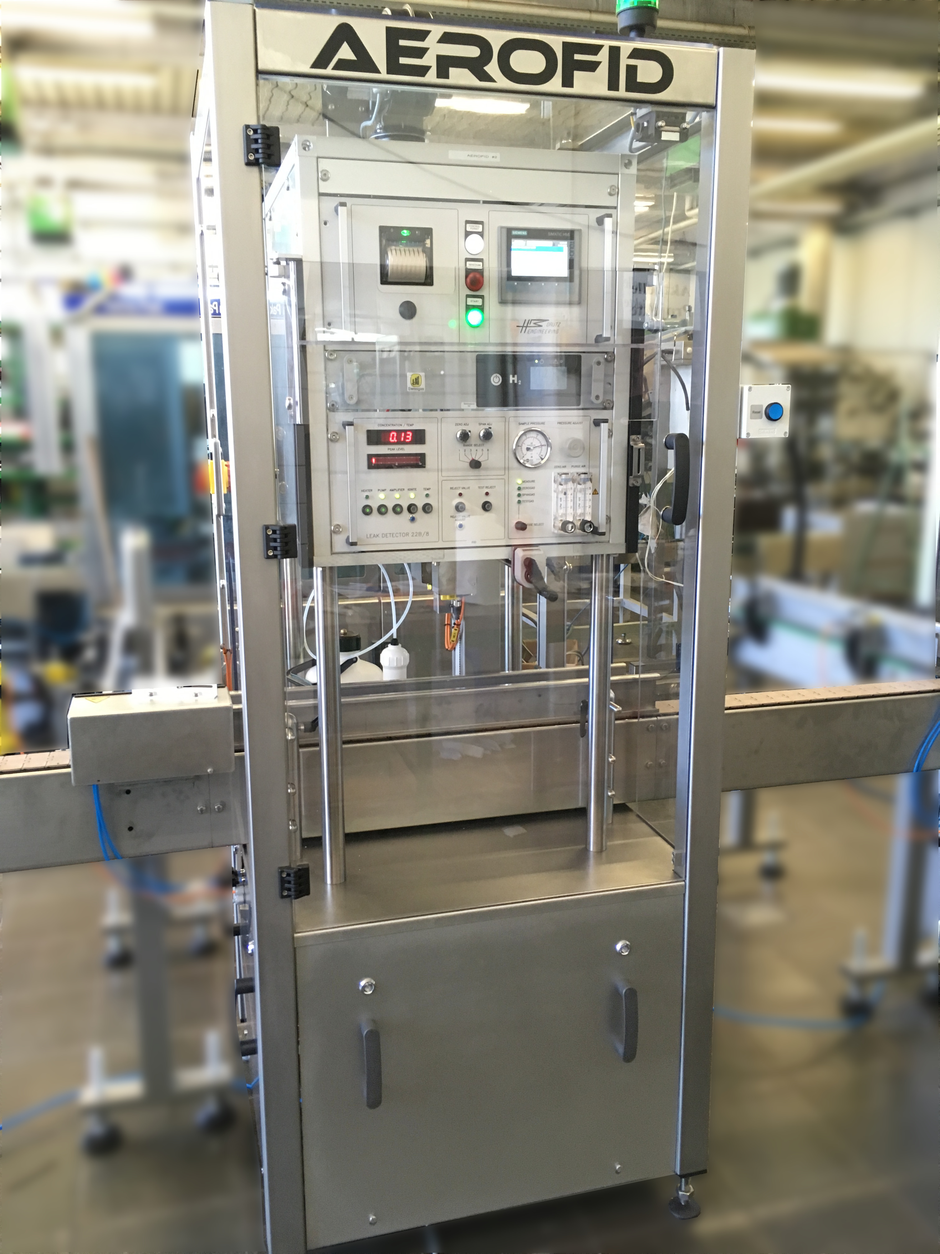 <ol><li>Fully Housed Machine
<li>Integrated Reject
<li>Not at risk of poisoning or contamination
<li>Approved by VCA as part of water bath alternative
<li>Detect leaks anywhere on can
<li>In Aerosol industry for over 25 years
<li>Easy fast Calibration</ol>
